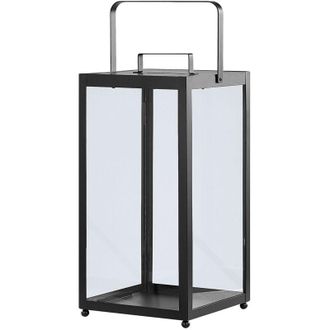 Beliani Lanterna moderna minimalista in ferro nero portacandela decorativa Lampada 41 cm Lepar
