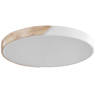 Beliani L&aacute;mpara De Techo Led De Metal Blanco Madera Clara Acr&iacute;lico Moderno Pattani