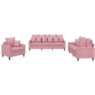 vidaXL Juego De Sof&aacute;s Con Cojines 3 Piezas Terciopelo Rosa Vidaxl