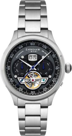 Earnshaw Baron Grand Date Calendar Open Heart Black Dial Mens Watch ES-8187-11
