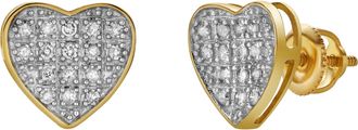 LuvMyJewelry Cherish 10K Yellow Gold Cluster Diamond Unisex Earrings - 0.14 Cts
