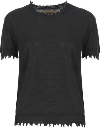 Uma Wang Top con bordi sfrangiati - Nero