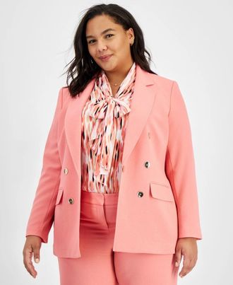 Bar III Bar Iii Blazer Jacket Womens Coral Rose Notched Collar Long Sleeve FTS1534