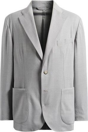 Eton Lana Tailored Fit Hopsack Tech Soft Wool Blend Blazer in Light Grey at Nordstrom, Size 46