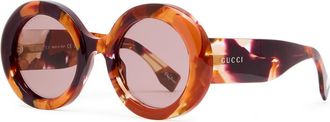 Gucci Eyewear Oversized Pearlescent Tortoiseshell Round-frame Sunglasses - Orange Other - One Size