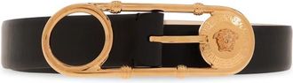 Versace Safety Pin Leren Riem 3 cm - Dames - Riemen - Zwart - 70 CM - Leer - Accessoires
