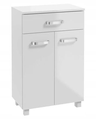 OEM Mobiletto Da Bagno Con Gambe, Bianco Lucido, 50x78 Cm, Mila