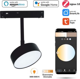 OEM Foco Led Zigbee De 18 W Para Rieles Magn&eacute;ticos Smart Track 48 V Cc, Regulable Entre 3000 Y 6000 K