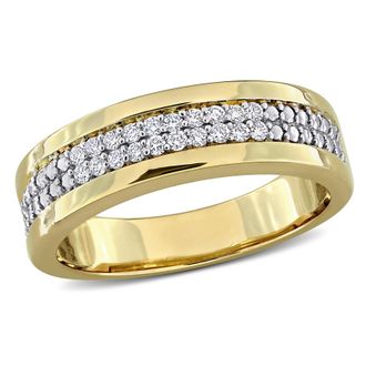 Mimi & Max Created Forever Mens 1/5ct TW Lab-Grown Diamond Double Row Band Yellow or White Silver