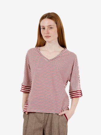 Alessia Santi T-shirt a righe bordeaux / burro