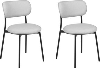 Beliani Beliani - Conjunto De 2 Sillas Modernas Asientos Tapizados Poli&eacute;ster Patas De Metal Para Comedor Cocina Gris Casey