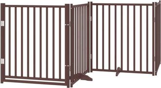 vidaXL vidaXL Cancello Cani Pieghevole Marrone 4Pannelli 320cm Massello Abete
