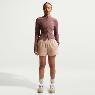 Nike Womens Nike Sportswear Club Fleece Mid-Rise Shorts in Brown | DQ5802-248