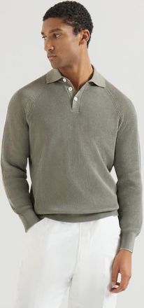 Brunello Cucinelli Rib knit polo in Khaki at Nordstrom, Size 56 It