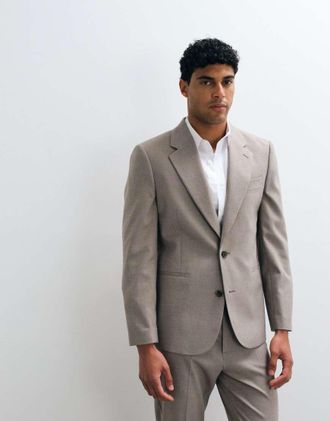 Asos Giacca da abito slim microtesturizzata grigia-Grigio