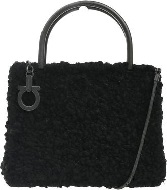 Ferragamo Gancini Handbag Wool Black Wool Handbag (Pre-Owned)