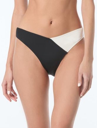Vince Camuto Color Block High Cut Bikini Swim Bottom in Black/cream at Nordstrom, Size X-Small