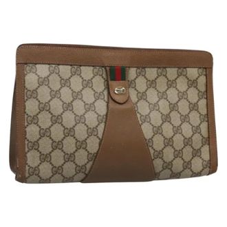 Gucci Pre-owned Leather clutches - Dames - Pre-owned - Beige - Maat: ONE Size Leer
