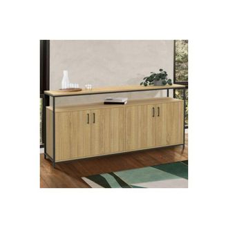 IDMarket Idmarket - 160 cm detroit Aparador de 4 puertas en madera y negro, diseño industrial