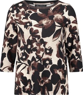 Betty Barclay Tops, Dames, Veelkleurig, 3Xl, Bloemen Ribgebreide Sweatshirt