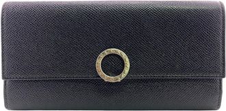 Bulgari Black Leather Long Wallet (Bi-Fold) (Pre-Owned)