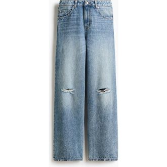 H&M Wide High Jeans in Denim Blue at Nordstrom, Size 12