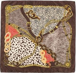 MARCUS ADLER Animal Print Satin Square Scarf in Brown at Nordstrom Rack