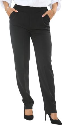 Reevè Smart Fit Two Way Half Elasticated Waist Pull On Work Trousers Women Activewear, Soft & Breathable Fabric Womens Trousers, Size 8-24 (16, Regular, Bla