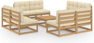 vidaXL Muebles De Jard&iacute;n 9 Piezas Con Cojines De Madera De Pino Maciza Vidaxl