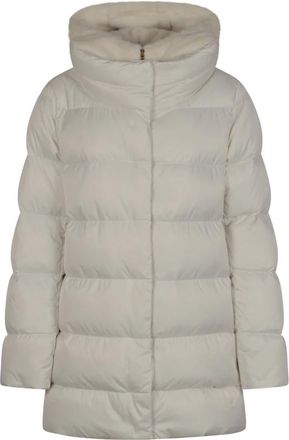 Herno Winter Jackets, female, White, 2XL, A-Shape Jacket in Satin and Lady Alternative Fur