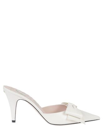 Valentino Garavani Off White Solid Bow Pumps
