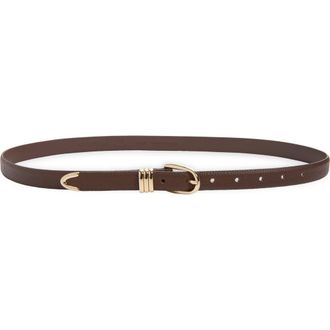 Nordstrom Janae Leather Belt in Brown- Gold at Nordstrom, Size X-Large