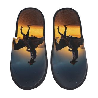 Generic Azure Sky Western Desert Cowboy Women Men House Shoes Lightweight House Slippers Warm Shoes For Bedroom Outdoor Indoor L