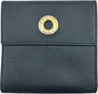 Celine Navy Red Color Leather Wallet (Tri-Fold) (Pre-Owned)