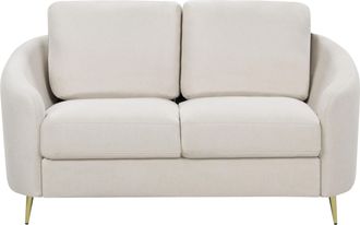 Beliani Sof&aacute; 2 Plazas Patas Metal Retro Tapizado De Tela Beige Claro Trosa