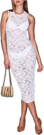 Fleur du Mal Le Stretch Lace Racer Tank Dress in Ivory at Nordstrom, Size X-Small