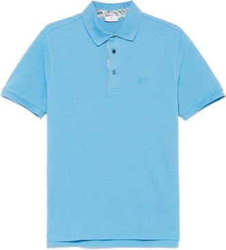 Etro Celeste Polo Shirt Katoen Casual Uitje - Heren - Polos - Blauw - 2XL - Katoen - Tops