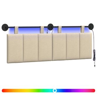 vidaXL Cabecero Colgante Con Luz Led Crema Tela Vidaxl