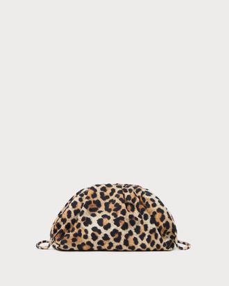Loeffler Randall Womens Bailey Leopard Jersey Dome Clutch Bag In Beige