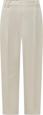 Brunello Cucinelli Off White Straight Flat Front Pants