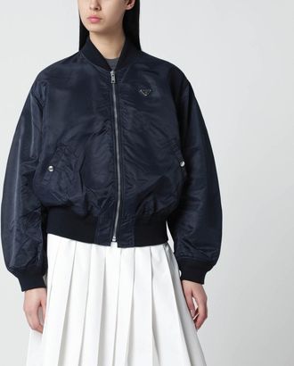 Prada Bomber blu in Re-Nylon