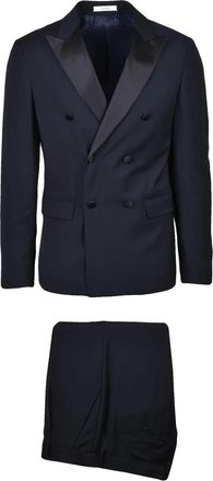 Futuro Mens Double-Breasted Virgin Wool Suit - Black