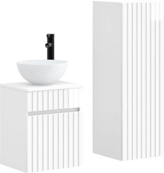 vidaXL Juego De Muebles De Ba&ntilde;o 2 Uds. Blanco Brillante Vidaxl