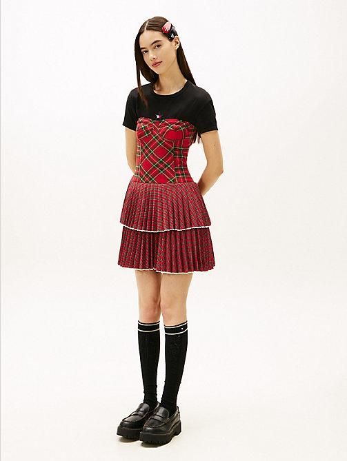 Vestido mini Tommy Girl sin tirantes de cuadro escoc&eacute;s