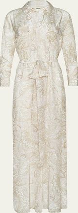 L'agence Cameron Paisley Silk Long Shirtdress