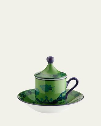 Ginori 1735 Empire-Style Coffee Cups & Saucers, Set of 2 - Emerald