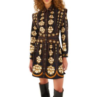 Farm Rio Floral Long Sleeve Cotton Dress in Embroidered Flowers at Nordstrom Rack, Size Medium