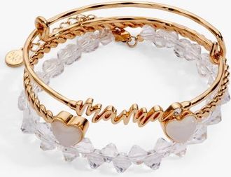 Alex and Ani Mama Silver Beaded Bangle Set of 3 in Gold at Nordstrom