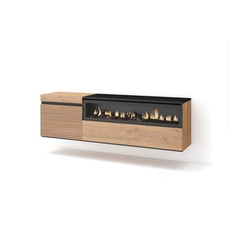 Skraut Home Skraut Home - Mueble Tv, Televisi&oacute;n, Muebles De Sal&oacute;n, Almacenaje, 150x45x35cm, Para Tv Hasta 65, Chimenea El&eacute;ctrica, Colgado, Suspendido, Estilo Mode