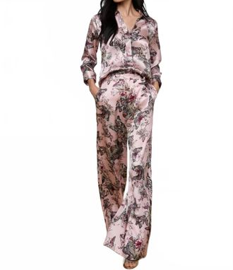 L'agence Pilar Wide Leg Pant In Light Nectar Pink Small Multi Butterfly Jungle